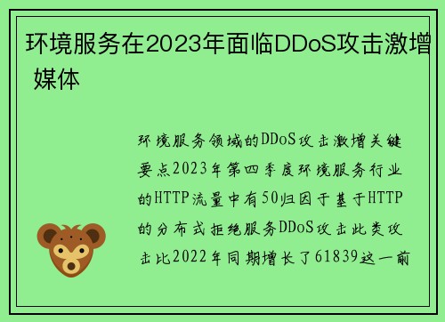 环境服务在2023年面临DDoS攻击激增 媒体